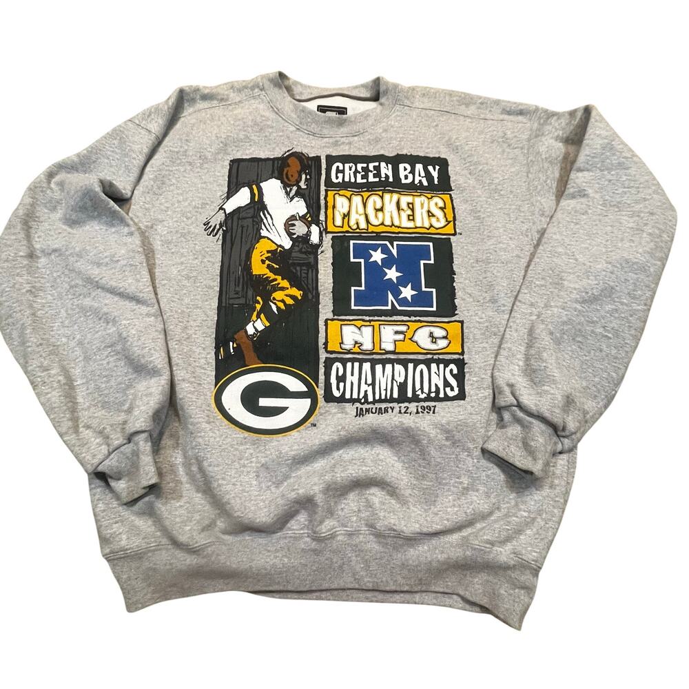 Vintage Green Bay Packers Gray NFC Champions 1997 Starter Sweatshirt Men XL